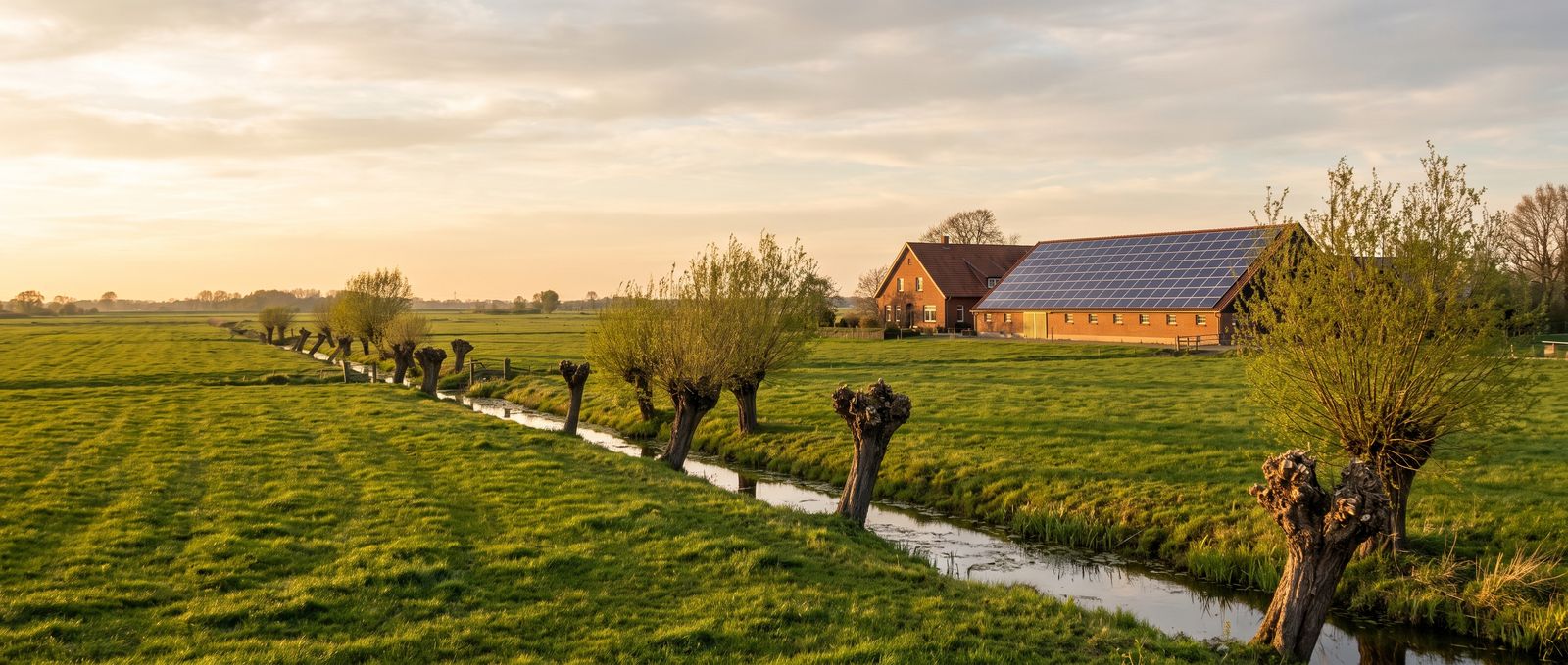 Kopfweiden und Felder am Niederrhein bei Kempen